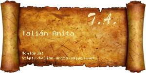 Talián Anita névjegykártya